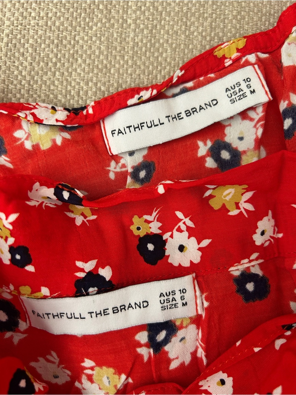 Faithfull the Brand Red Floral Two-Piece Set with Puff Sleeves - Picture 3 of 5